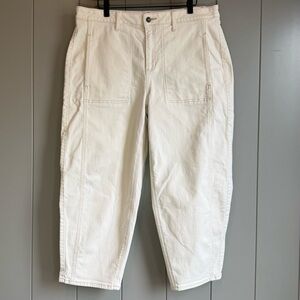 Utility Barrel Leg Jeans Cream Women’s Size 14, Chicos 2 Cropped Denim